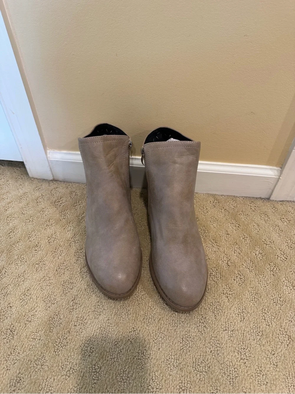 Women's Taupe Perforated Ankle Booties